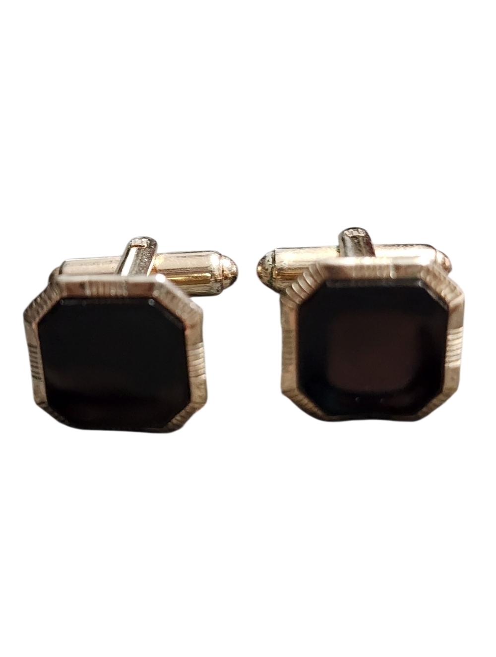 Vintage Hickok Goldtone Black Enamel Cufflinks